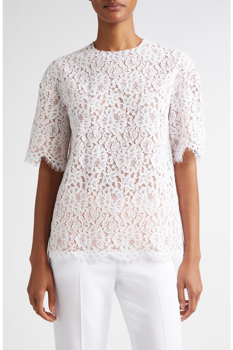 Oversize Floral Lace Top, Main, color, OPTIC WHITE