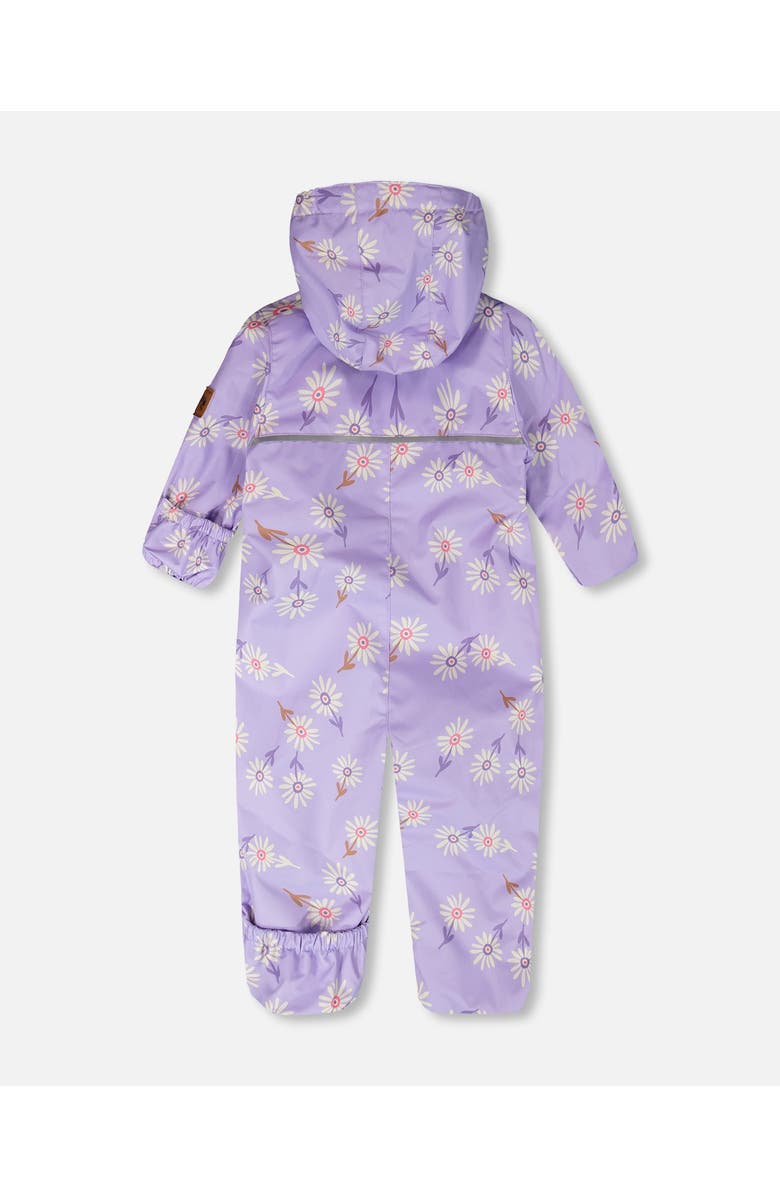 Deux par Deux Baby Mid-Season One-Piece Daisy Print Outerwear with Hat, Alternate, color, Purple Printed Daisies