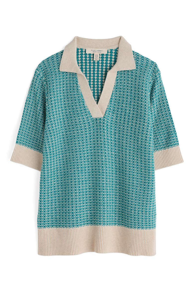 Reed Organic Cotton Johnny Collar Polo Sweater, Alternate, color, KNIT DOWNWIND CHALK EMULSION