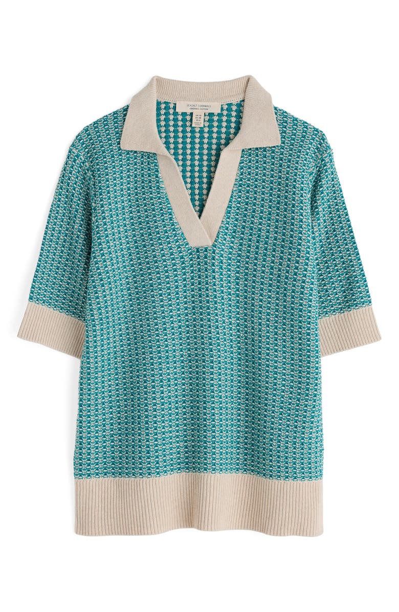 Seasalt Cornwall Reed Organic Cotton Johnny Collar Polo Sweater, Alternate, color, Knit Downwind Chalk Emulsion