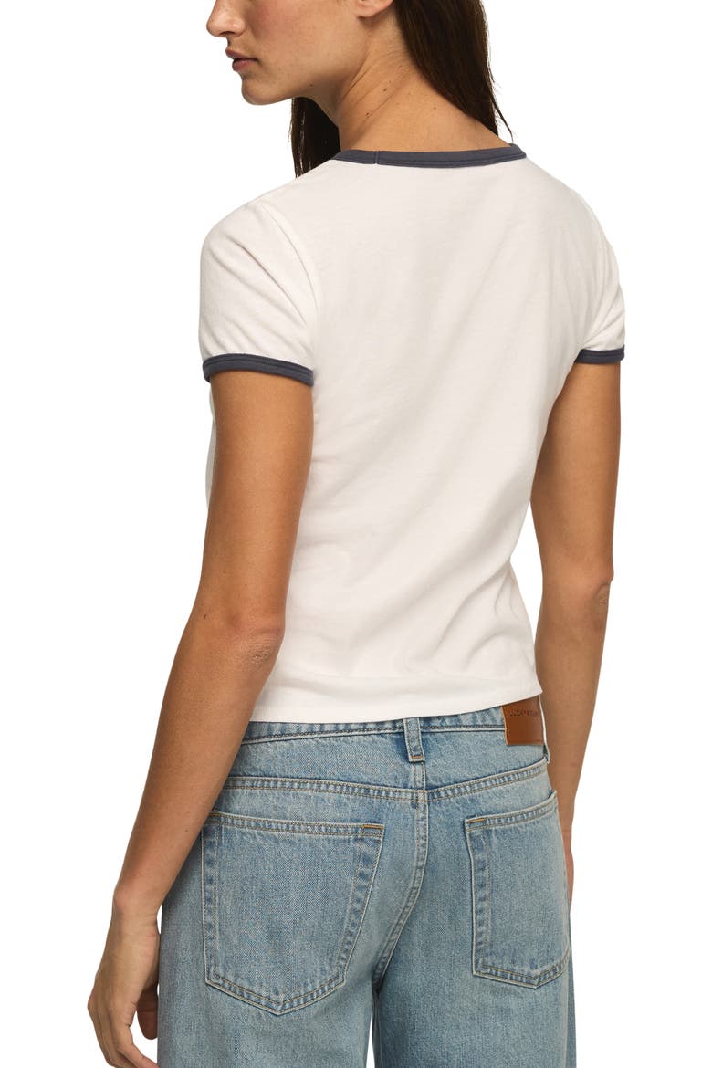 Lucky Embroidered Bow Crop Ringer T-Shirt, Alternate, color, BRIGHT WHITE