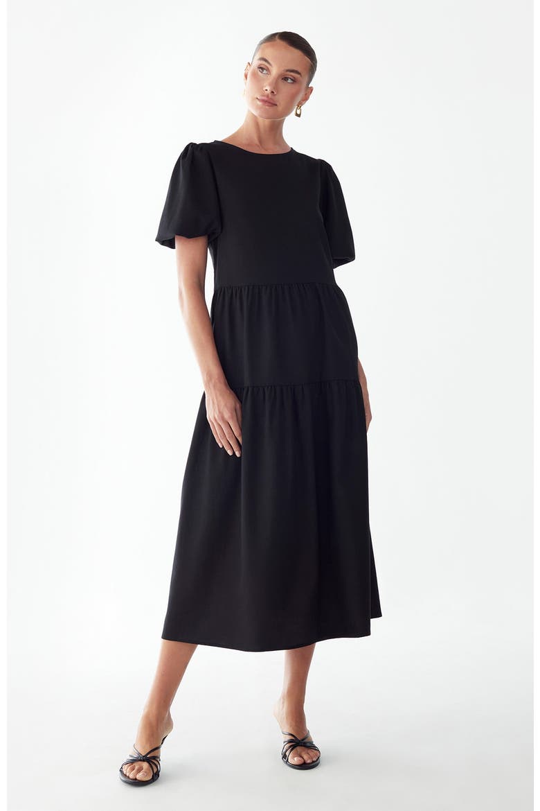 Sitia Midi Dress, Alternate, color, Black