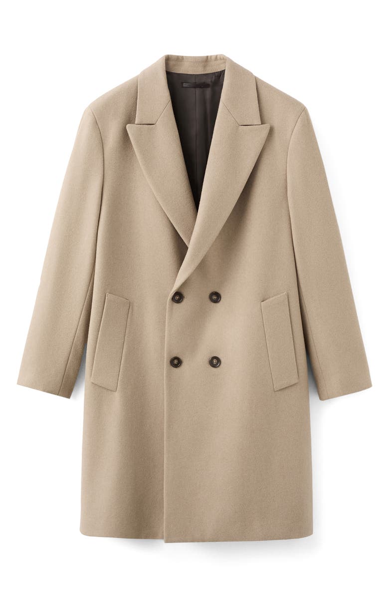 MANGO Long Double Breasted Wool Blend Coat, Alternate, color, 