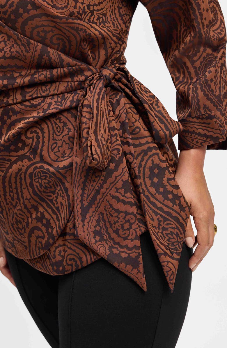 Foxcroft Salina Paisley Print Cotton Blend Wrap Shirt, Alternate, color, 