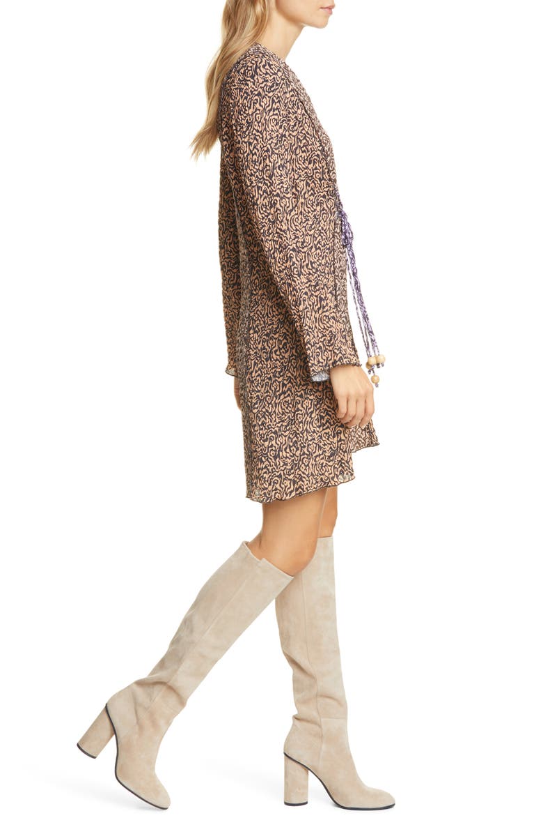Nanushka Suki Colorblock Pleated Long Sleeve Minidress, Alternate, color,