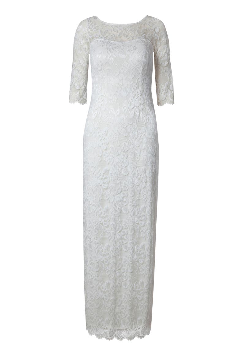 Lila 3/4 Sleeve Lace Maxi Gown, Alternate, color, Ivory