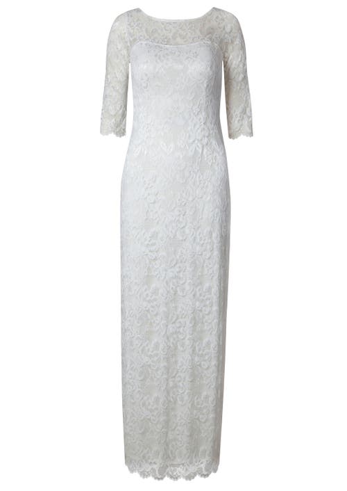 Alie Street London Lila 3/4 Sleeve Lace Maxi Gown In White