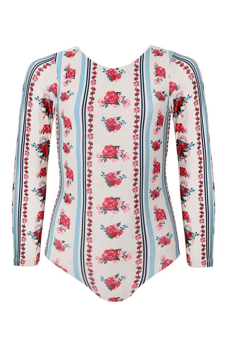 Kids' Honey Cherish Long Sleeve One-Piece Rashguard Swimsuit, Main, color, MULTICOLOR