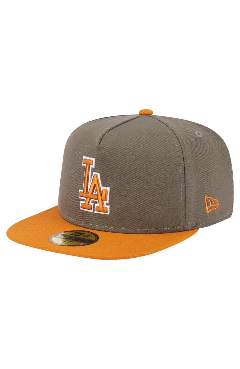 New Era Men's New Era Olive/Orange Los Angeles Dodgers Two-Tone Color Pack A-Frame 59FIFTY Fitted Hat, Main, color, Olive