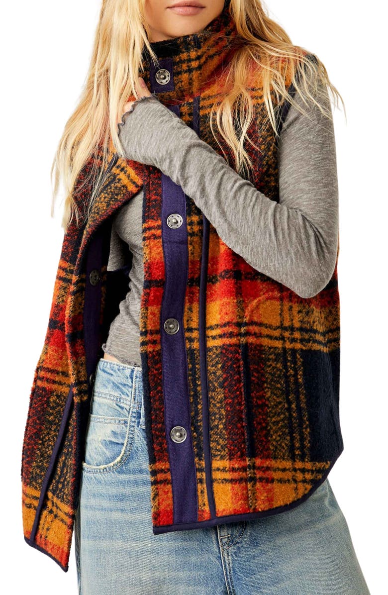 Free People Wrapped Up Plaid Blanket Vest, Main, color, 