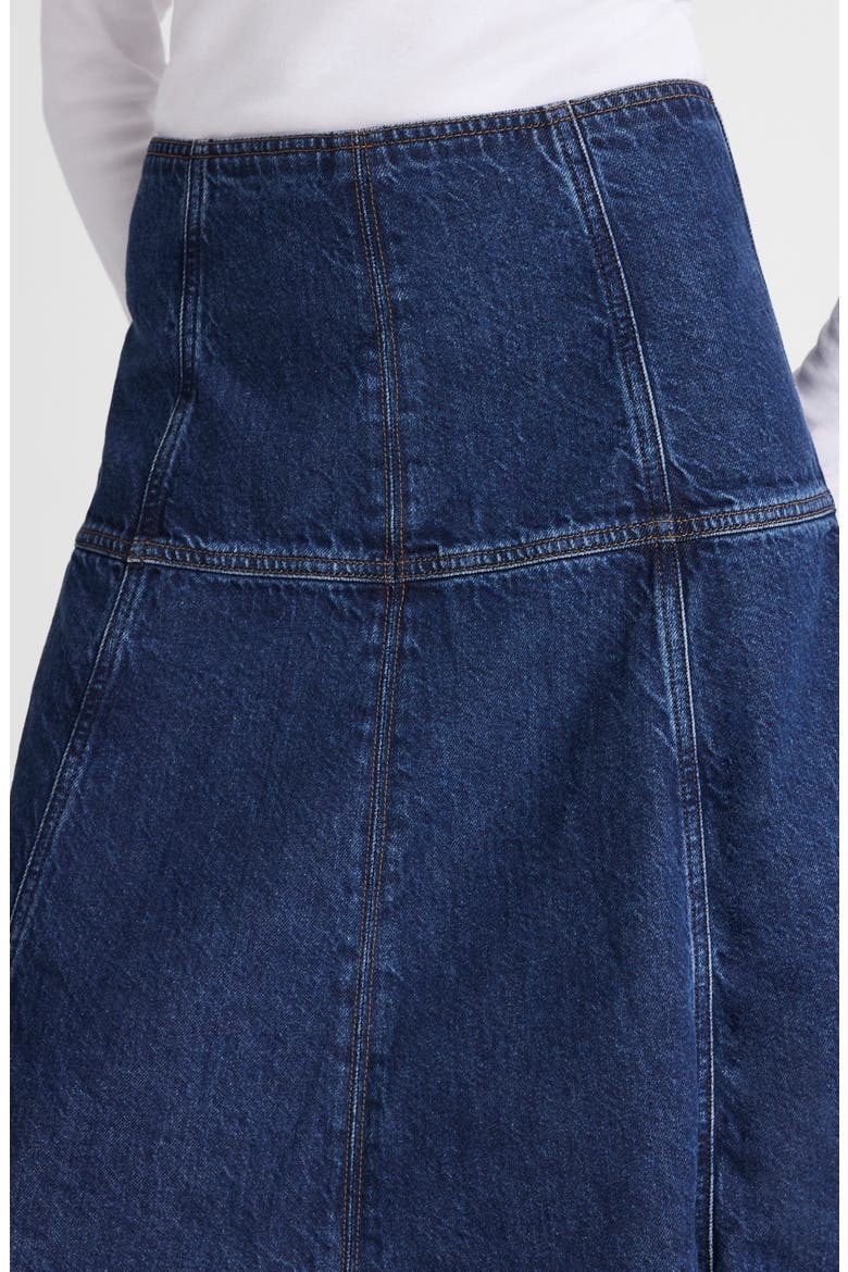 Denim Fit & Flare Midi Skirt, Main, color, MCKINNEY WASH
