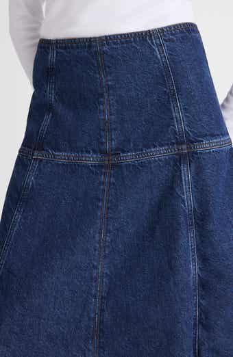 Denim Fit & Flare Midi Skirt