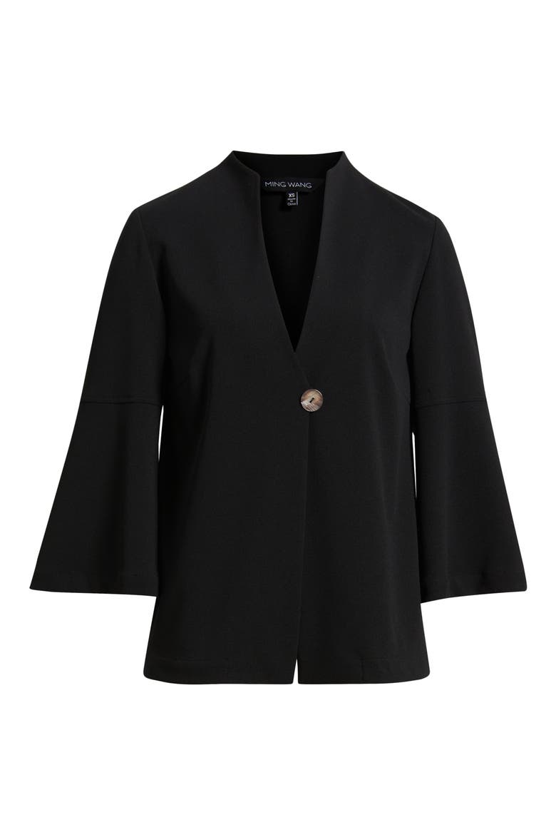 Deco Crepe Flare Sleeve Utility Jacket, Alternate, color, BLACK