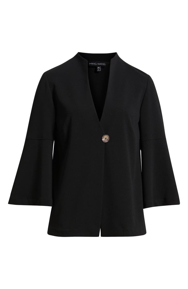 Ming Wang Deco Crepe Flare Sleeve Utility Jacket, Alternate, color, Black