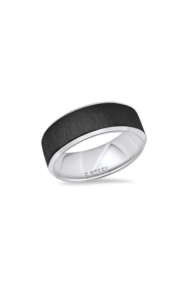 Two-Tone Brushed Wide Band Ring, Main, color, SILVER/ BLACK