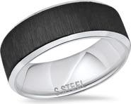 HMY JEWELRY Two-Tone Brushed Wide Band Ring