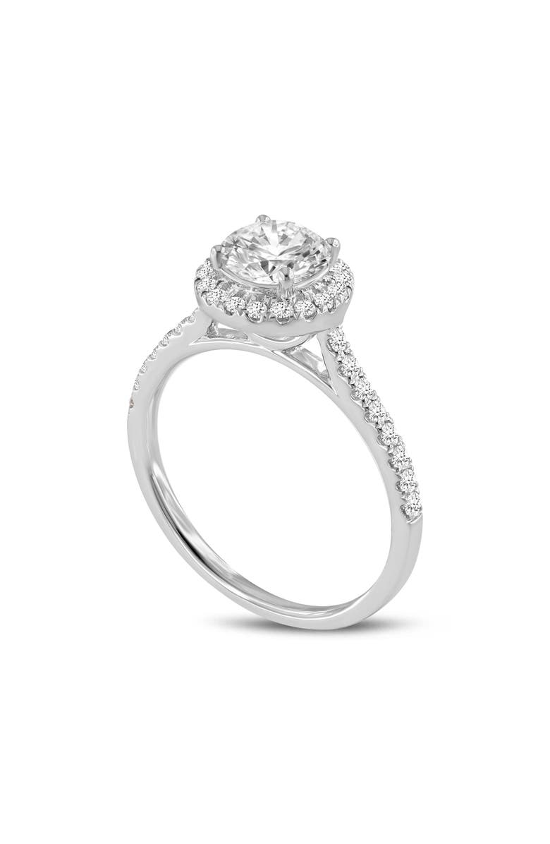 LuvMyJewelry Solstice 14K White Gold Round Cut Lab Grown Diamond Halo Engagement Ring - 1.3 Ct, Main, color, 14K White Gold