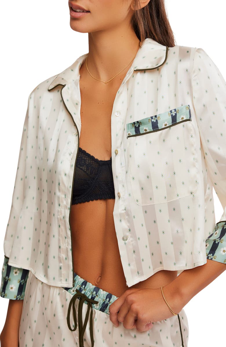 Free People FP Satin Short Pajamas, Alternate, color, Harbor Combo