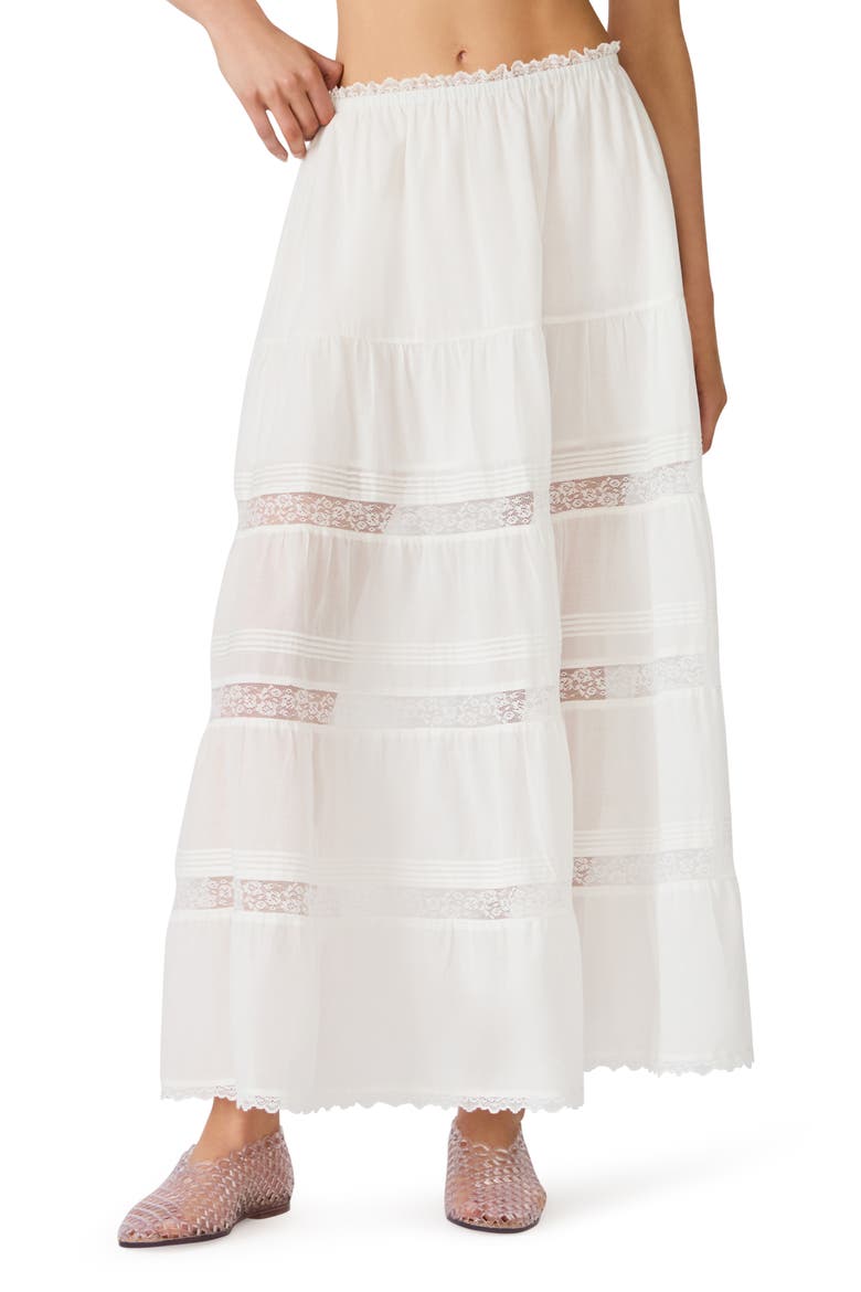 Elisse Lace Detail Cotton Maxi Skirt, Main, color, ANTIQUE