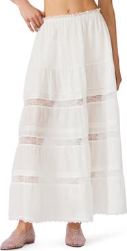 Steve Madden Elisse Lace Detail Cotton Maxi Skirt
