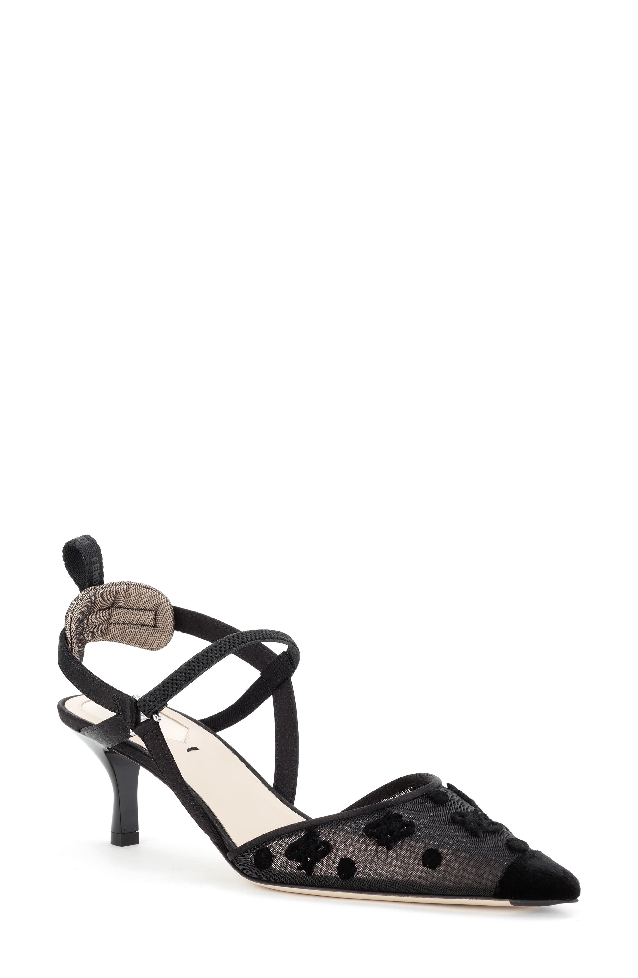 Fendi Colibri Karligraphy Pointed Toe Slingback Pump, Main, color, 