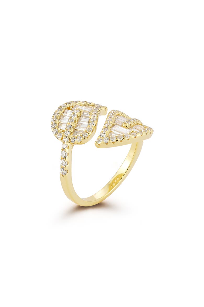 Baguette Leaf Bypass Ring, Alternate, color, GOLD