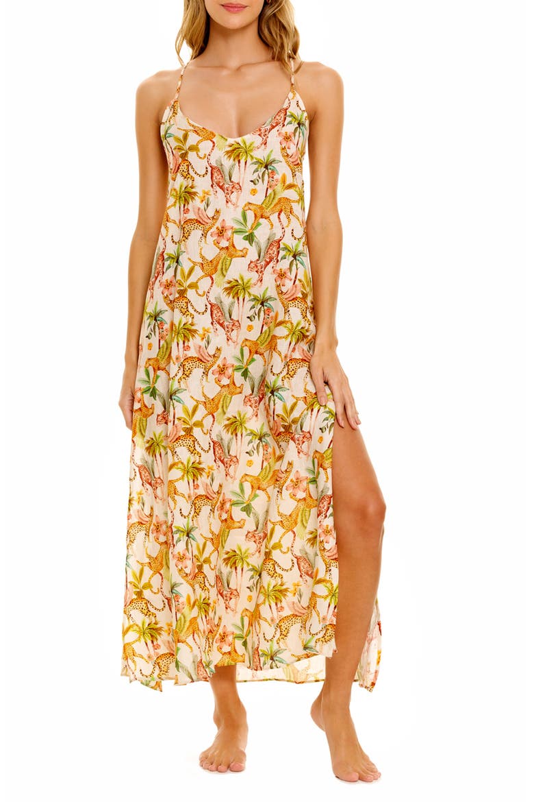 Frida Animal Print Linen Nightgown, Main, color, PEGASUS
