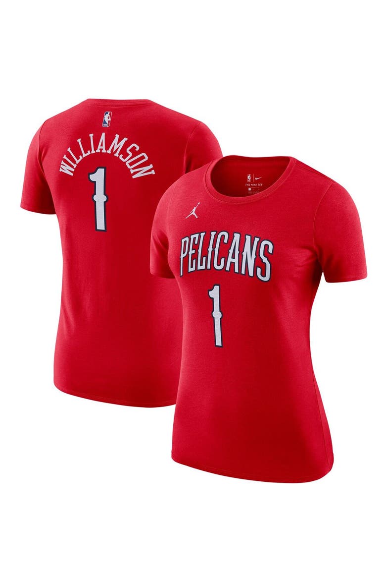 Women's Jordan Brand Zion Williamson Red New Orleans Pelicans Statement Edition Name & Number T-Shirt, Main, color, Red
