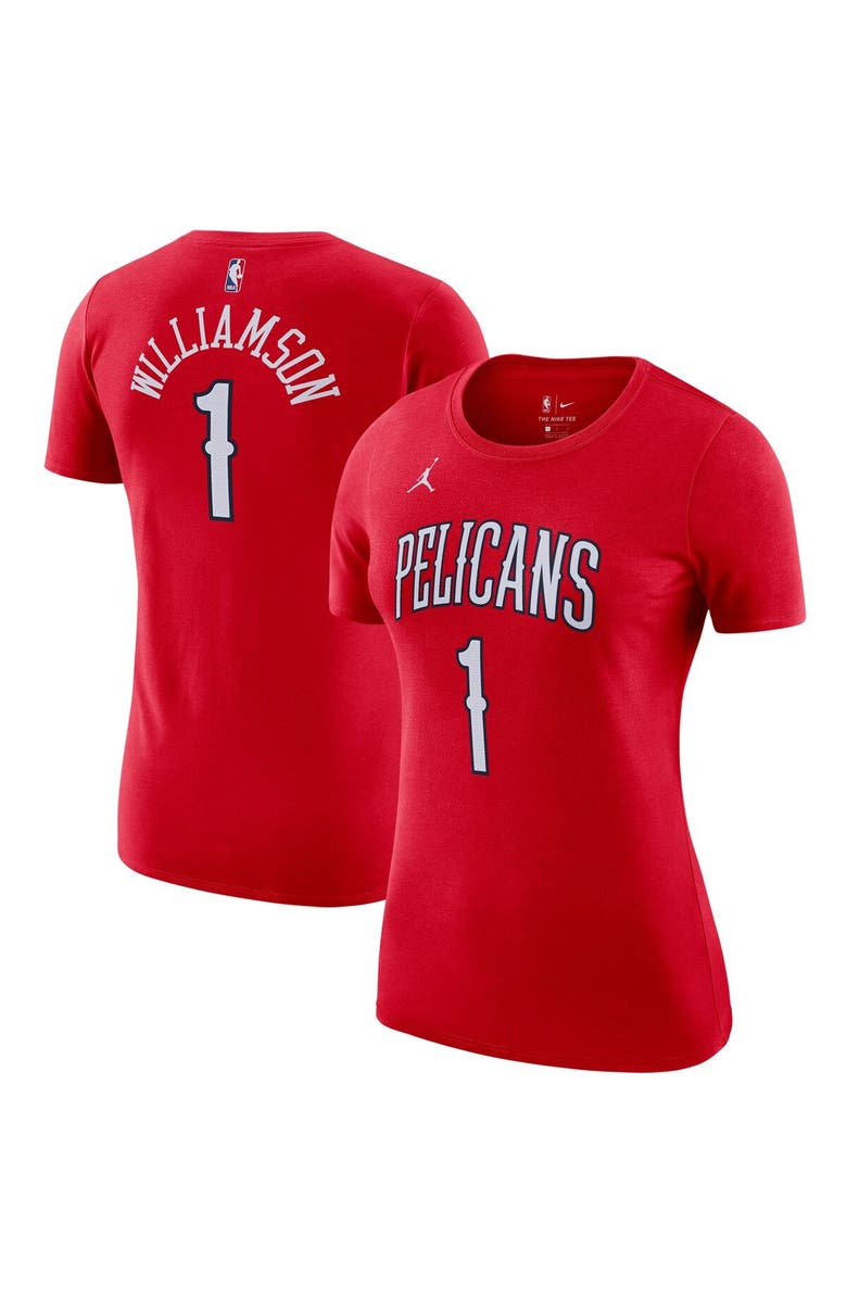 Jordan Brand Women's Jordan Brand Zion Williamson Red New Orleans Pelicans Statement Edition Name & Number T-Shirt, Main, color, Red