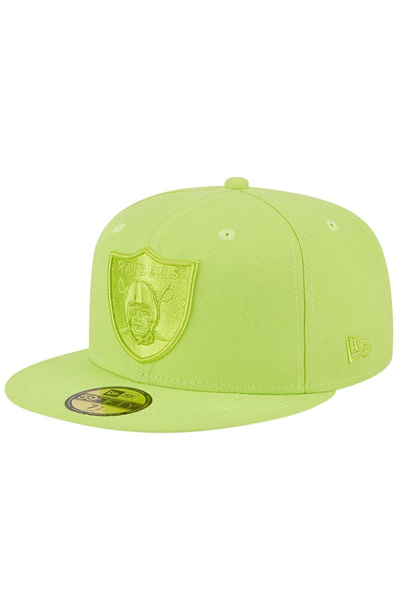 New Era Men's New Era Neon Green Las Vegas Raiders Color Pack Brights 59FIFTY Fitted Hat, Main, color, 