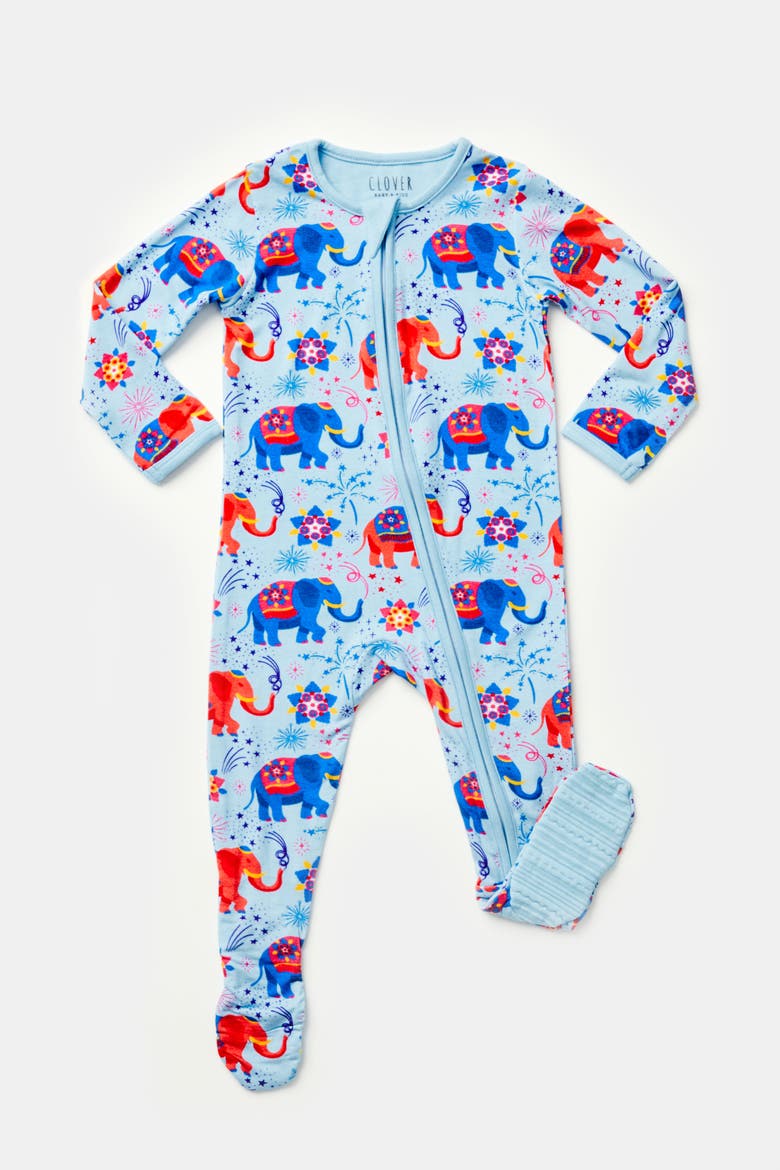 Soft & Stretchy Zipper Footie - Diwali Celebration, Main, color, Diwali Celebration