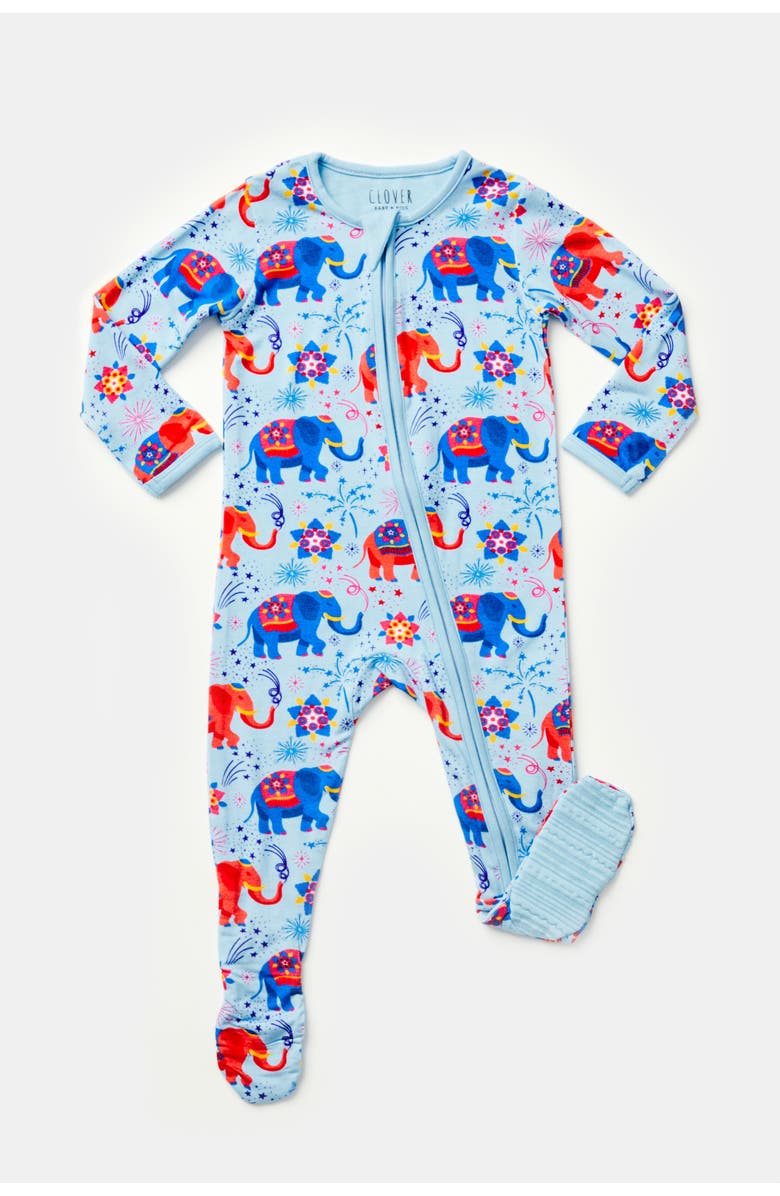 Clover Baby & Kids Soft & Stretchy Zipper Footie - Diwali Celebration, Main, color, 