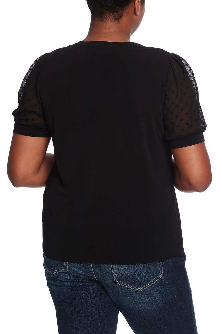 Puff Sleeve Mixed Media Top, Alternate, color, RICH BLACK