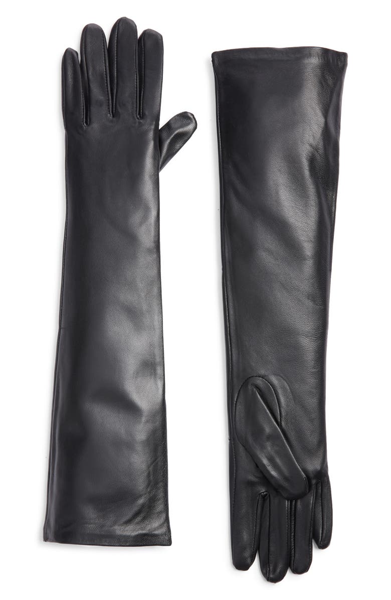 HIGH HEEL JUNGLE Florence Leather Opera Gloves, Main, color, Black