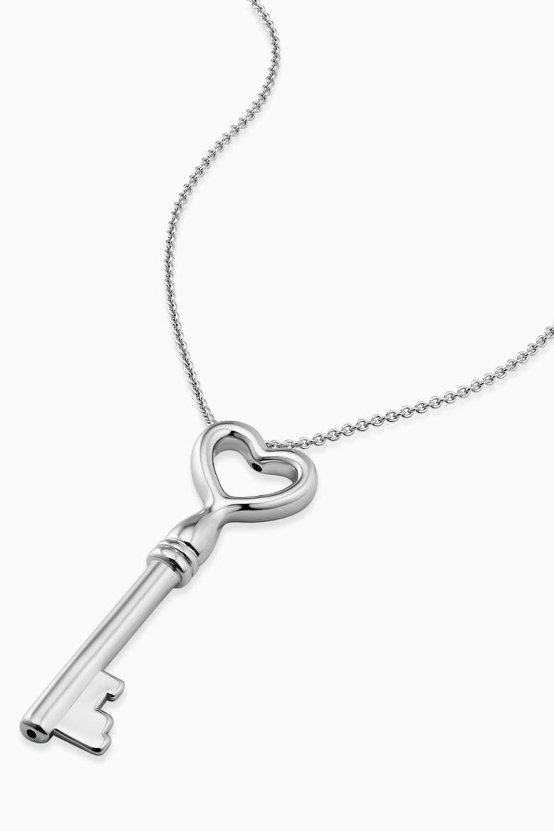Key To My Heart Pendant Necklace in Sterling Silver, Alternate, color, Silver