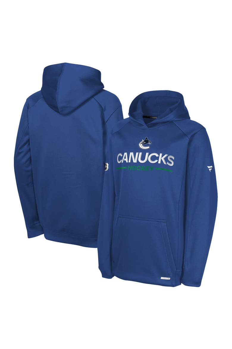 Youth Fanatics Blue Vancouver Canucks Authentic Pro Rink Raglan Hoodie, Main, color, Blue
