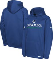 FANATICS Youth Fanatics Blue Vancouver Canucks Authentic Pro Rink Raglan Hoodie
