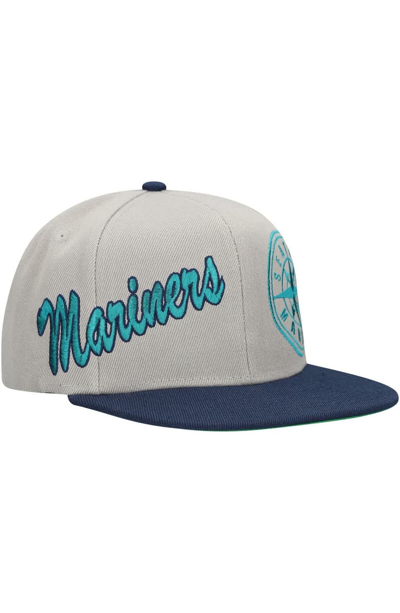 Mitchell & Ness Men's Mitchell & Ness Gray Seattle Mariners Knock Out Panel Snapback Hat, Alternate, color, Gray