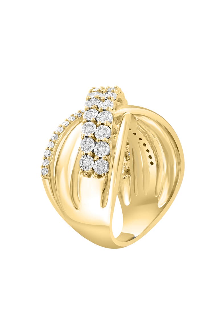 14k Gold Plated Diamond Crisscross Ring, Alternate, color, GOLD