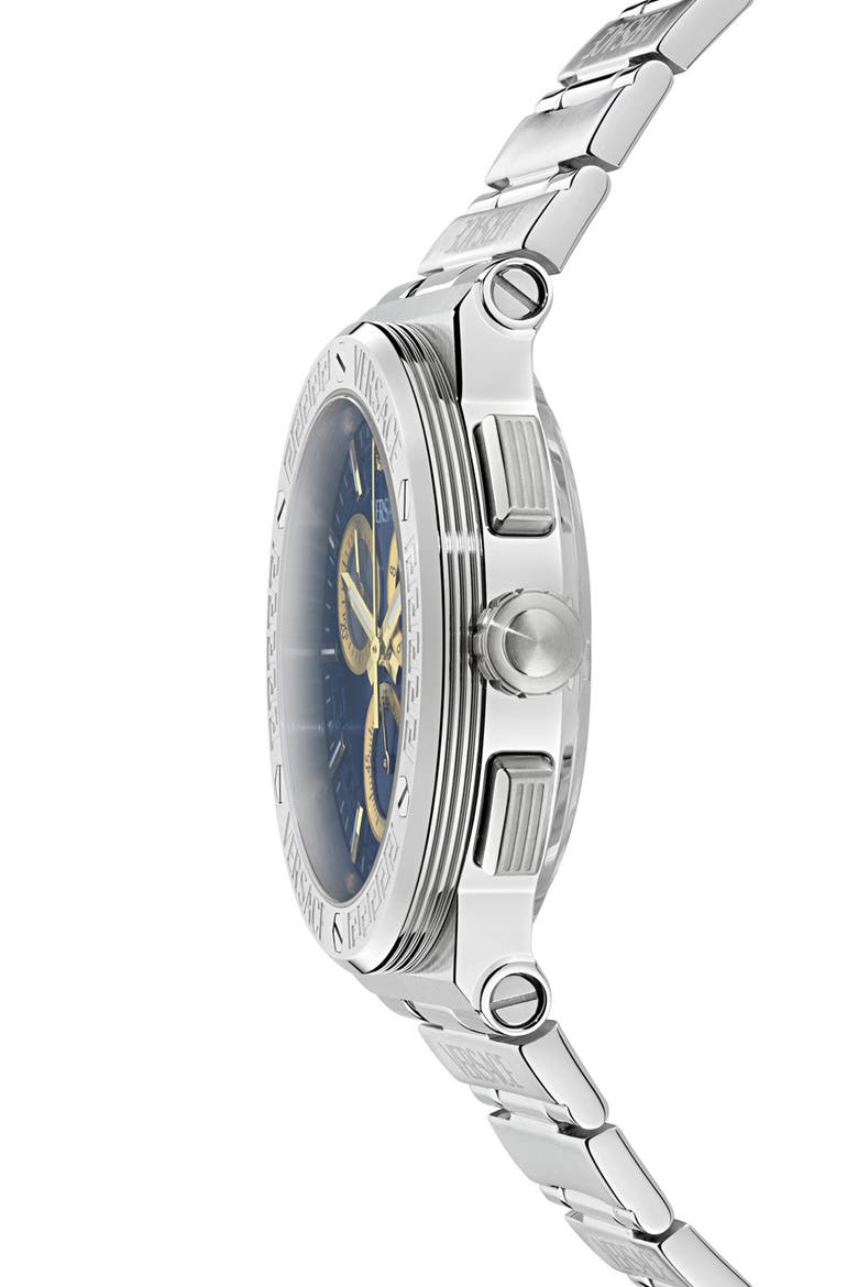 Greca Logo Chronograph Bracelet Watch, 40mm, Alternate, color, STAINLESS STEEL