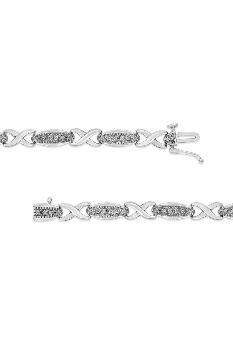 Silver 1/5 Cttw Round-Cut Diamond "X" Link Bracelet, Alternate, color, White
