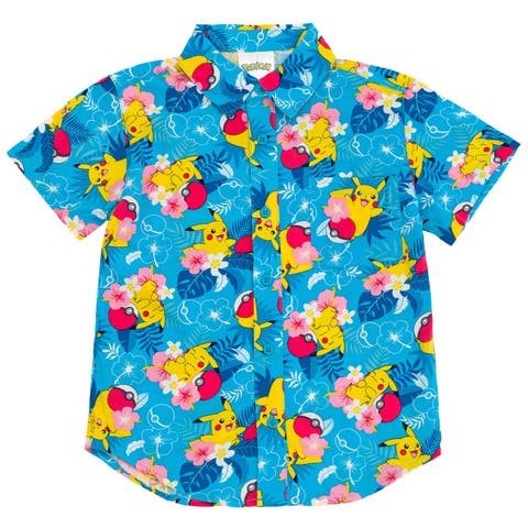 Pikachu Short Sleeve Button Down Shirt (Toddler, Little Kid & Big Kid)