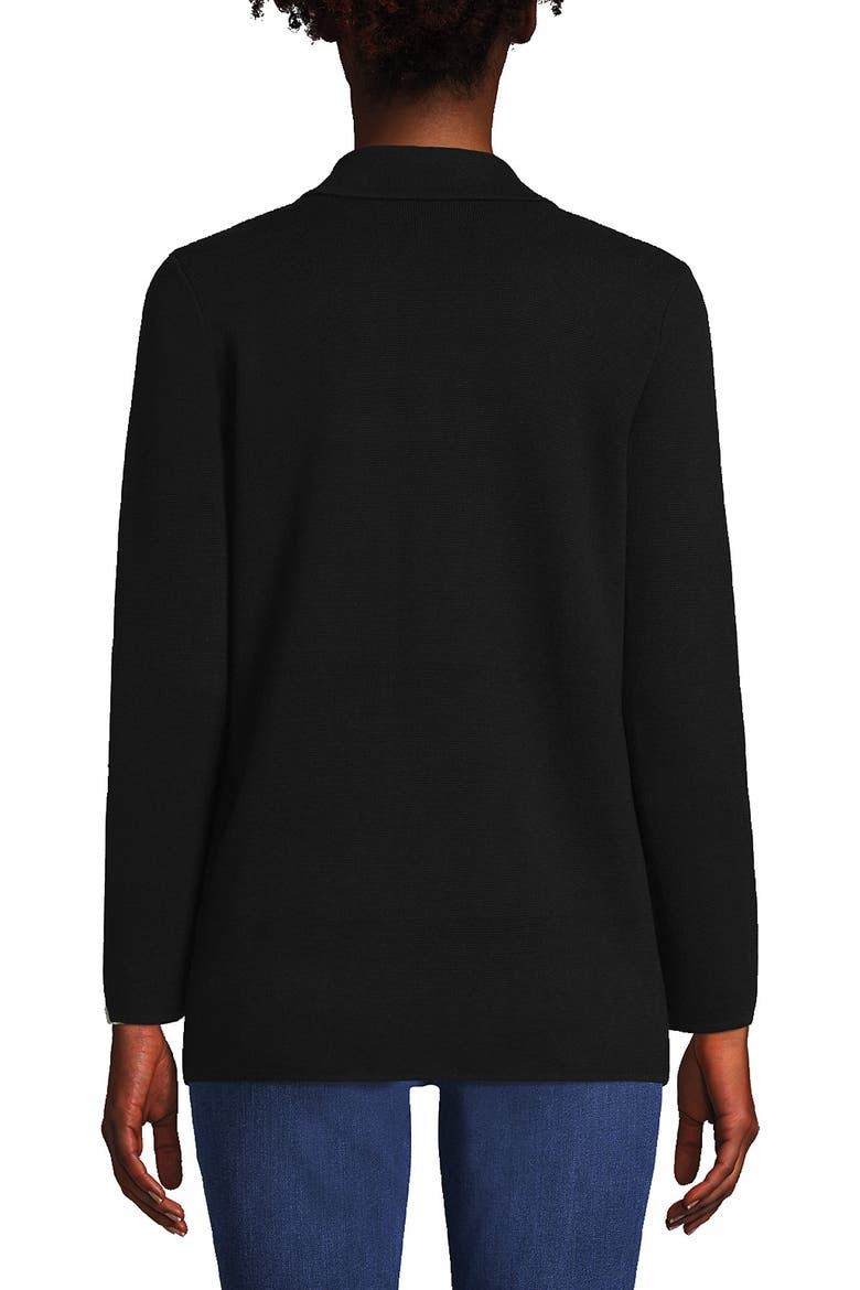 Fine Gauge Cotton Button Front Blazer Sweater, Alternate, color, Black