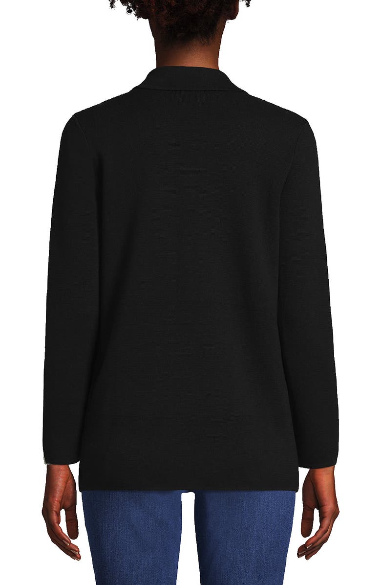Lands' End Fine Gauge Cotton Button Front Blazer Sweater, Alternate, color, Black