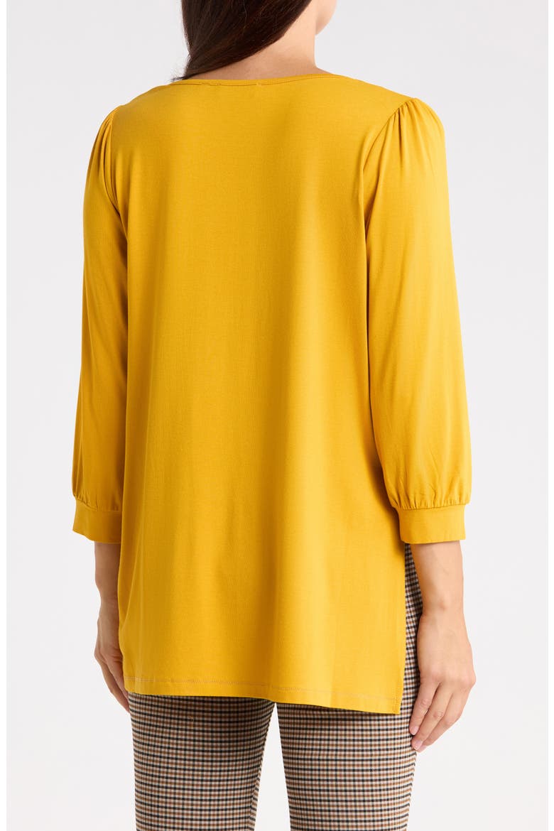 Side Knot Three-Quarter Sleeve Top, Alternate, color, MUSTARD