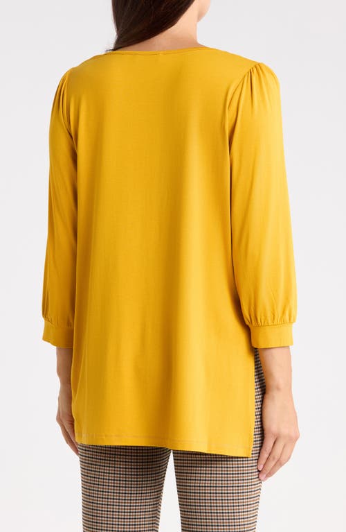 Patrizia Luca Side Knot Three-quarter Sleeve Top In Gold