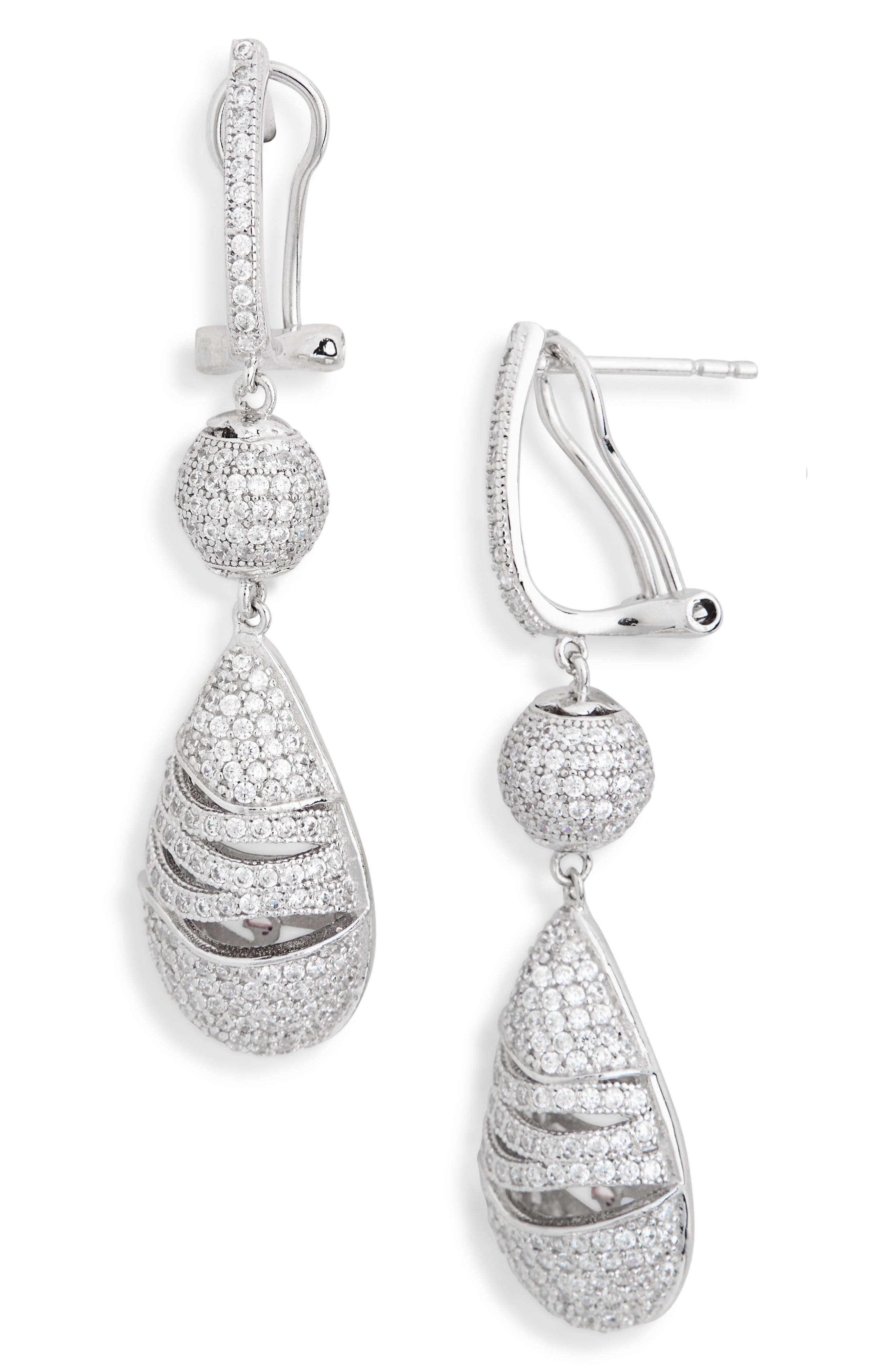 Pavé Cubic Zirconia Teardrop Earrings
