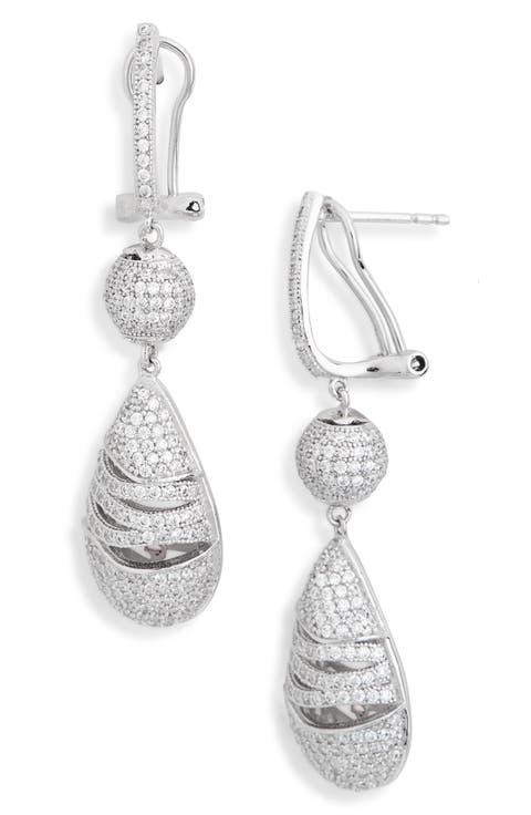 Pavé Cubic Zirconia Teardrop Earrings