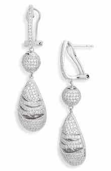 Pavé Cubic Zirconia Teardrop Earrings