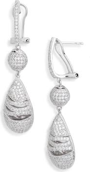 SUZY LEVIAN Pavé Cubic Zirconia Teardrop Earrings